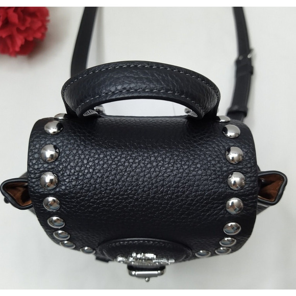 Coach Black Pebbled Leather Studded Drawstring Crossbody Backpack Bag - NWT $450 - Picture 16 of 16